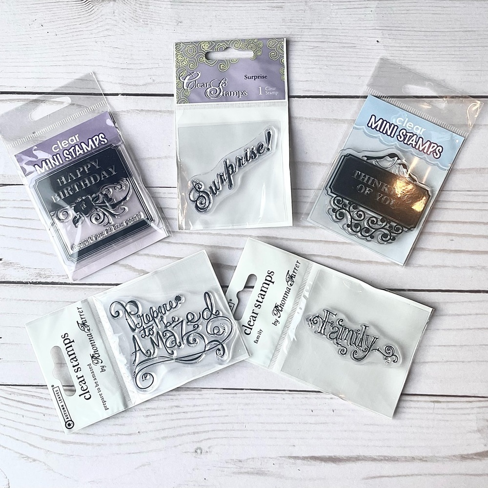 Clear Acrylic Stamps - Common Phrases Themed - Set of 5
